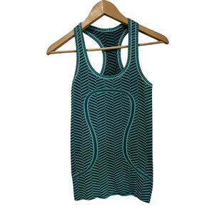 Lululemon Swiftly Tech Tank Top Racerback Heathered Blue Tropics Size 2